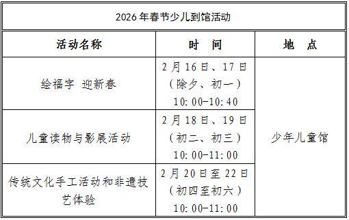 國家圖書館2026年春節開館安排